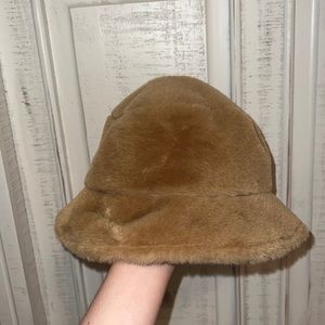 Brown fur bucket hat